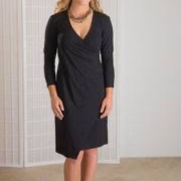 NWT Habitat 55980 Mock Wrap Dress (Core Basic) - Black Sz M/L - Picture 1 of 8